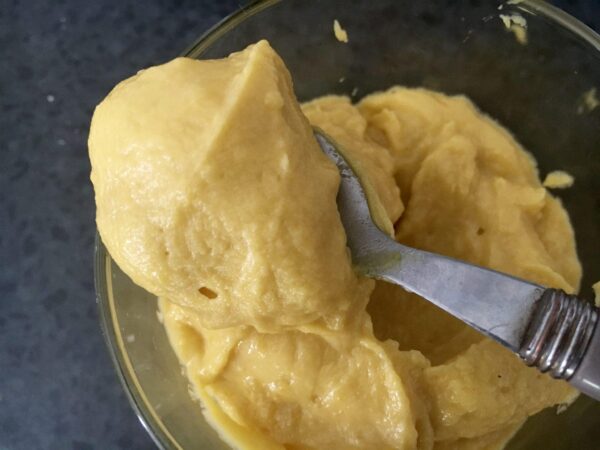 Crémeux à la mangue dans un bol
