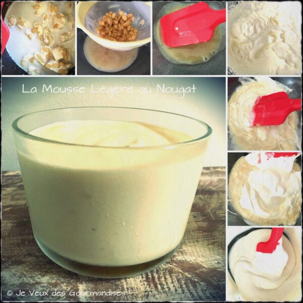Préparation de la mousse au nougat et au lait d’amande
