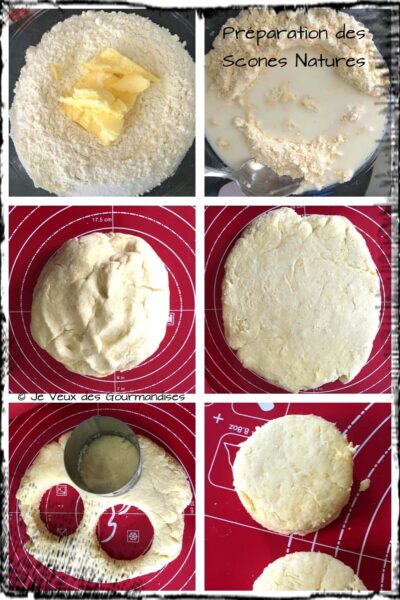 Préparation des scones natures, en plusieurs étapes