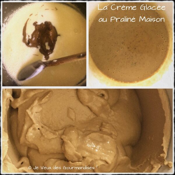 Préparation de la crème glacée au praliné et turbinage