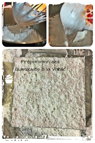 Préparation des guimauves à la vanille en plusieurs étapes