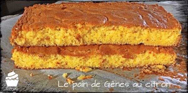 Pain de Gênes au citron découpé en rectangles