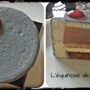 Équinoxe de Cyril Lignac, glaçage gris et intérieur caramel-vanille