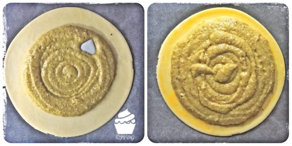 Disque de pâte garni de frangipane et d’une fève