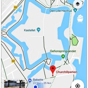 Carte de Copenhague avec Kastellet et Churchillparken