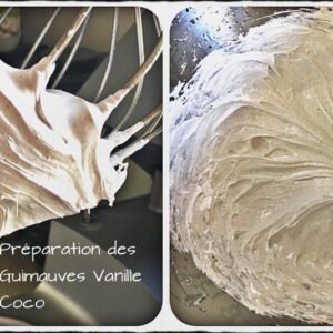 Préparation de la masse de guimauve à la vanille et à la noix de coco
