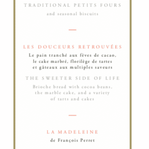 Carte des petits fours du tea time du Ritz